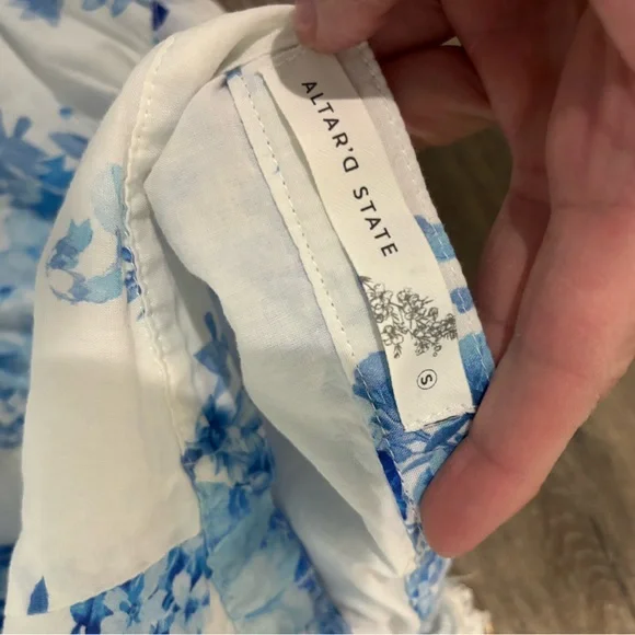 Altar'd State Blue and White Floral Skirt - Picture 6 of 9